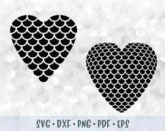 SVG PNG Mermaid Heart Pattern Background Overly Cut Files Cricut