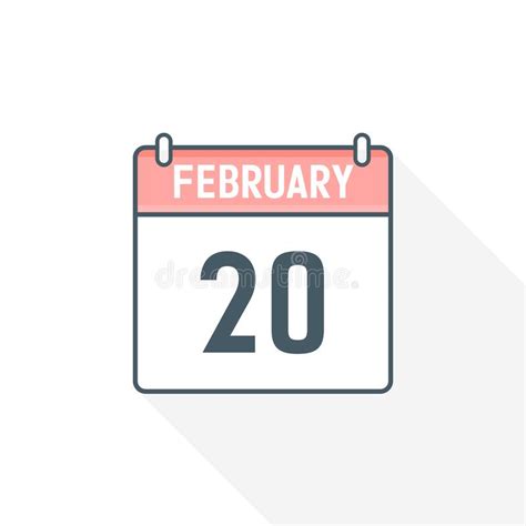 20th February Calendar Icon February 20 Calendar Date Month Icon