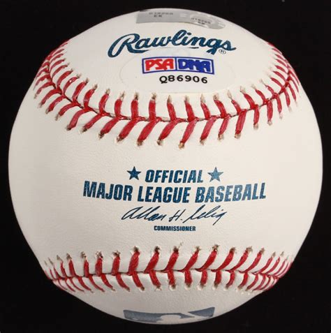 Michael Young Signed Oml Baseball Psa Coa And Mlb Hologram Pristine