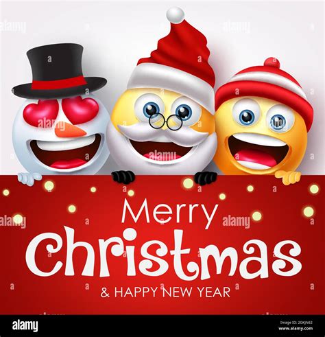 Christmas Emoji Characters Vector Template Merry Christmas Greeting