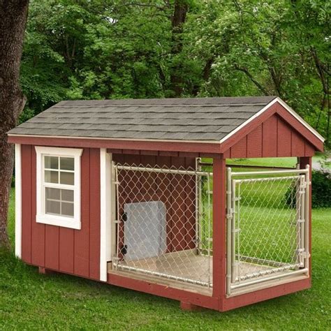 Doghouse With Attached Kennel Outdoor Spaces Insulated Dog Kennels