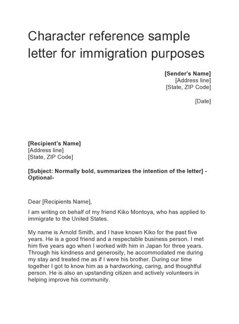 30 Best Reference Letter For Immigration Samples Templatearchive