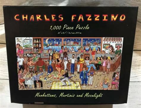 Rare Charles Fazzino Manhattan Martinis Moonlight 1000 Pc Jigsaw Puzzle