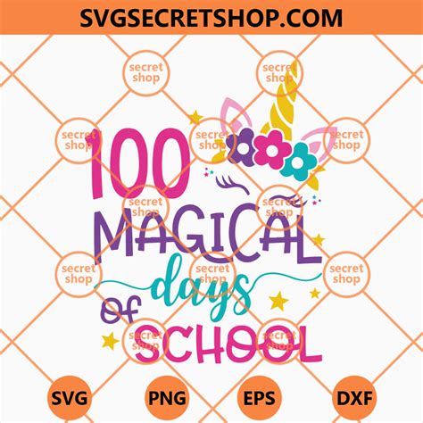 100 Magical Days Of School Svg Wonderful Unicorn School Svg 100 Days