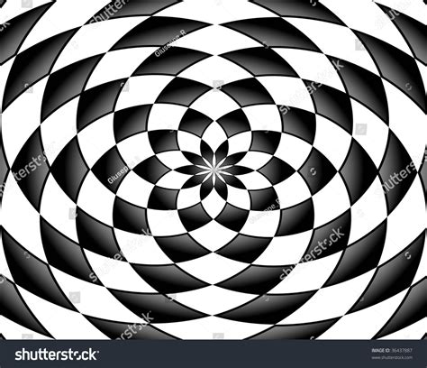 Black And White Abstract Shapes Round Effect Stock Photo 36437887