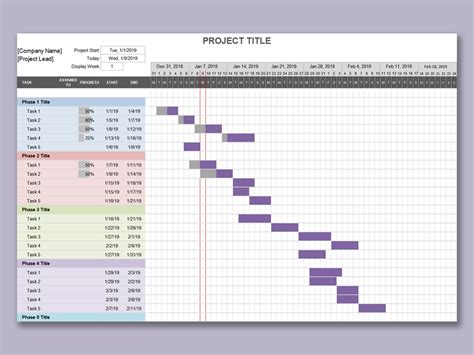 Project Schedule Gantt Chart Excel Template