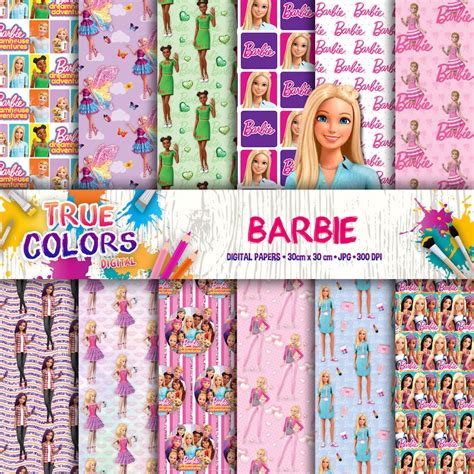 Barbie Digital Paper Barbie Printable Barbie Canvas Barbie Etsy