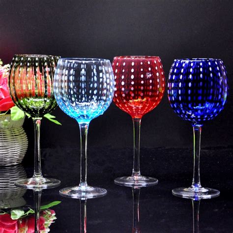 Large Red Wine Crystal Wine Glasses Of Cold Cut Burgundy Colored Decorative Glass Wine Goblet