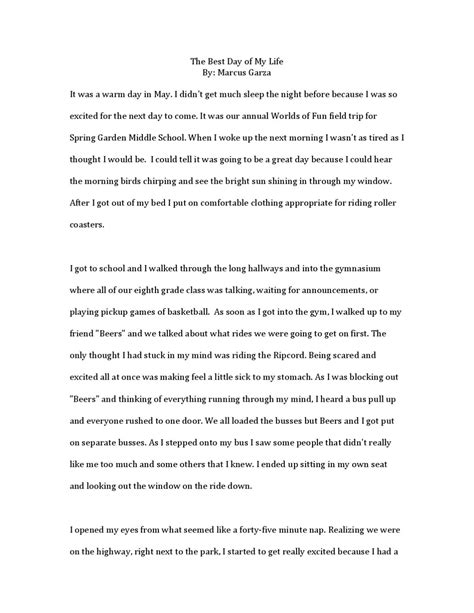 Reflection Essay The Best Day Of My Life Essay