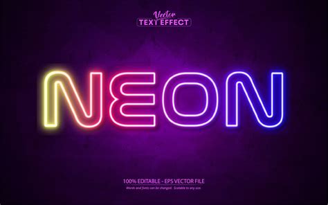 Neon Editable Text Effect Shiny Colorful Neon Light Text Style