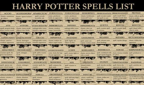 Harry Potter Board All Known Spells Harry Potter Spells Harry