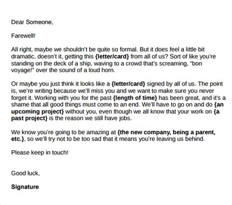 Funny Farewell Letter To Coworkers Sample Goodbye Email Business Mentor