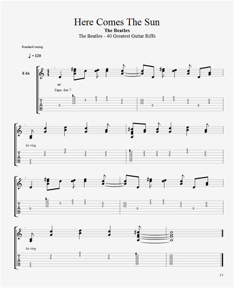 The Beatles Here Comes The Sun Bluesmannus Guitar Tabs