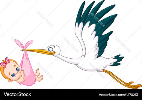 Stork And Baby Girl Royalty Free Vector Image VectorStock