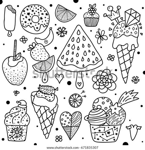 Summer Coloring Page Sweets Vector De Stock Libre De Regalías