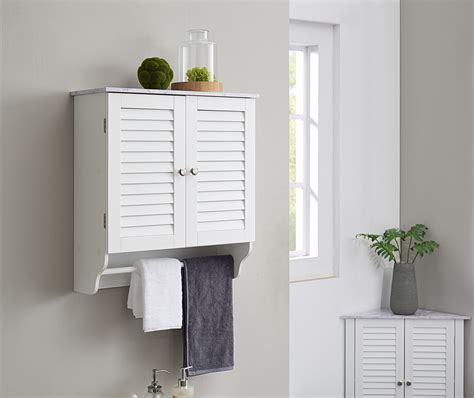 Trevita Wall Mounted Bathroom Storage Cabinet With Towel Rack White