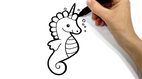 Como Dibujar Un Caballito De Mar Unicornio Paso A Paso Youtube