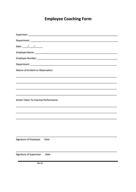 employee coaching form printable