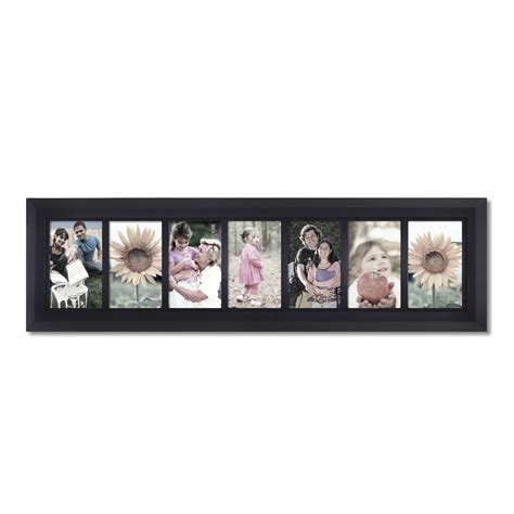Adeco 7 Opening 4x6 Black Wood Bevelled Wall Collage Picture Photo