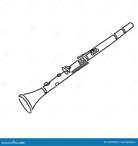 Clarinet Line Art Drawing On White Vector Illustration Cartoondealer