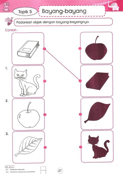 Lembaran Kerja Sains Tadika 4 Tahun Deria Online Worksheet For