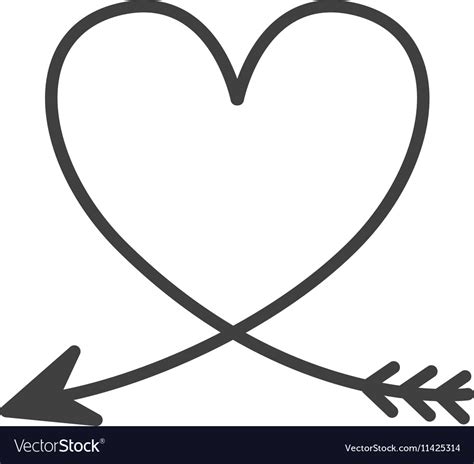 Silhouette Heart With Arrow Royalty Free Vector Image