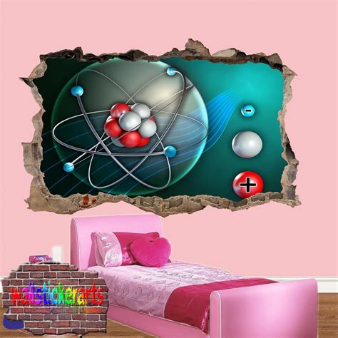 Atom Atomic Structure Art 3d Effect Wall Sticker Room Office Nursery S