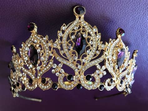 Gold Purple Tiara Bridal Crown Crystal Wedding Tiara Wedding Etsy