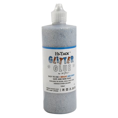Adhesive Hi Tack Glitter Glue Silver 120ml 6 Trimits Groves