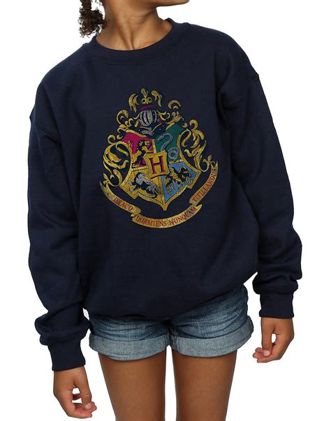 T Shirts Harry Potter Girls Distressed Hogwarts School Crest Logo T