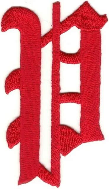 3and Fancy Red Old English Alphabet Letter P Embroidered Patch 399