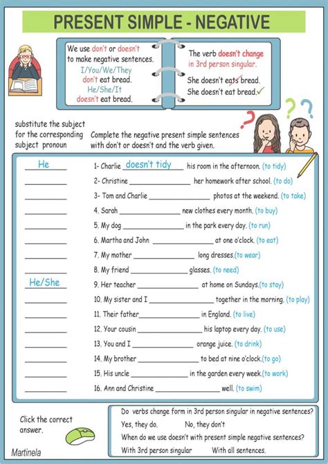 Present Simple Negative Interactive Exercise For Elementary You Can Do