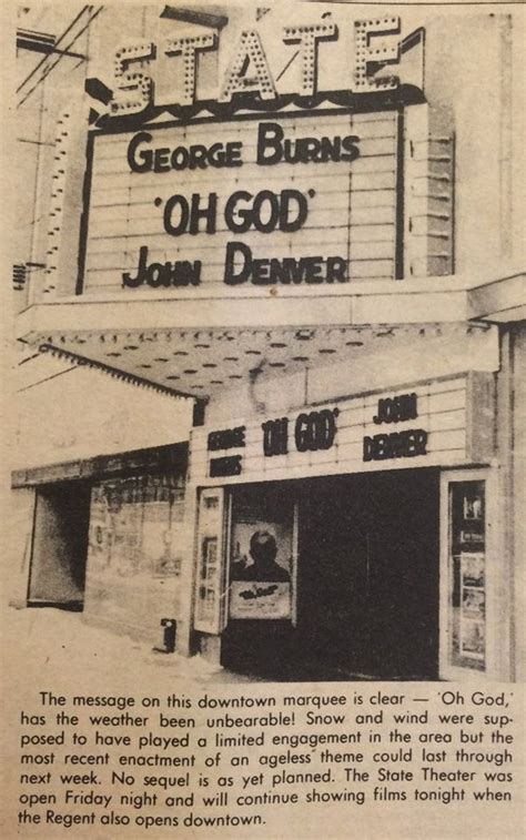 The Marquee For George Burnsoh God John Denver Is Shown In An Old