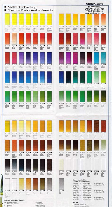 Color Chart Oil Paint The Expert