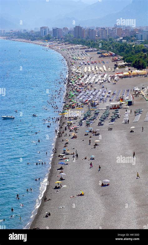 Turkey Antalya Konyaalti Beach Bathers Overview South East Europe