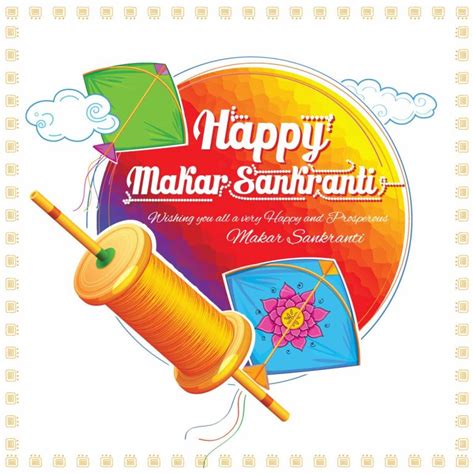 Happy Makar Sankranti Wallpaper With Colorful Kite For Festival Of