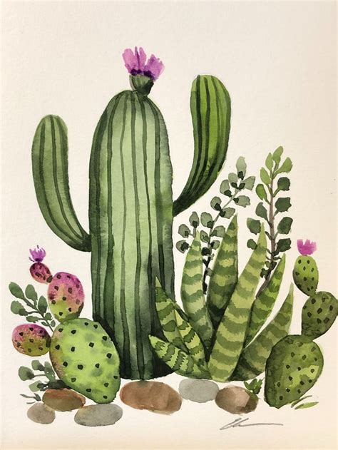 377 moon cactus stock video clips in 4k and hd for creative projects. Cactus Garden Original Watercolor painting in 2019 ...