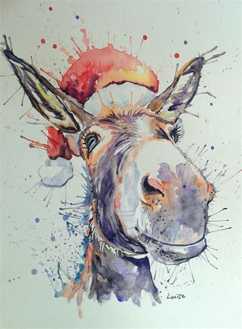 Watercolour Christmas Donkey Watercolor Animals Watercolor Art