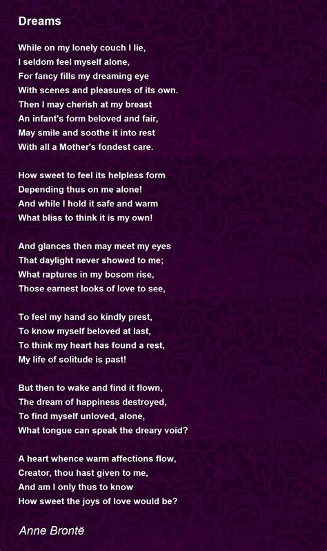 dreams poem by anne brontë poem hunter