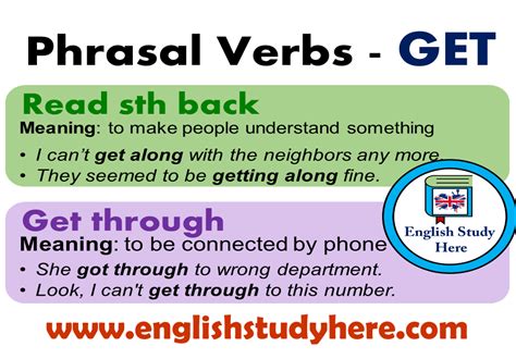 English Phrasal Verbs With GET Definitions And Examples English Study Here Good Vocabulary