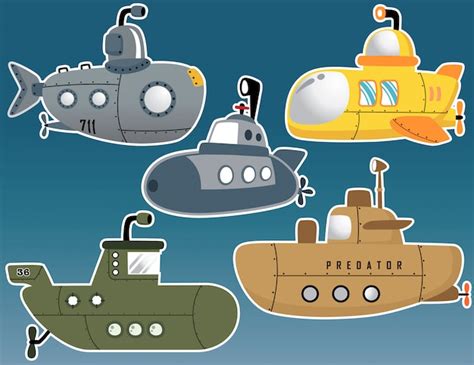 Premium Vector | Vector set of various submarine cartoon