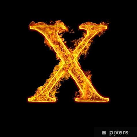 Sticker Fire Alphabet Letter X Pixersuk