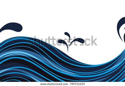 Blue Ocean Waves Shape Splashes Stock Vector Royalty Free 789531634
