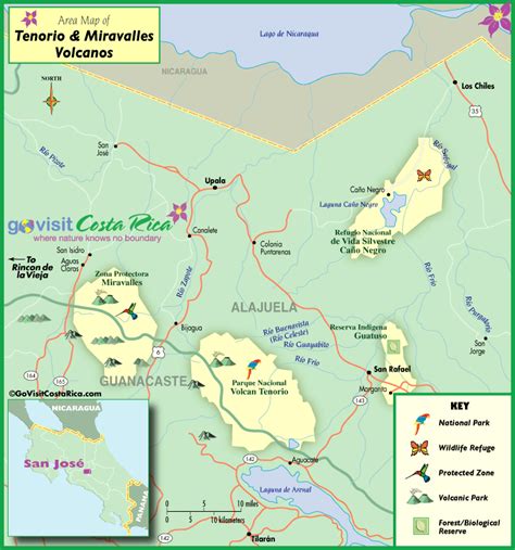 Tenorio And Miravalles Volcano Map Costa Rica Go Visit Costa Rica