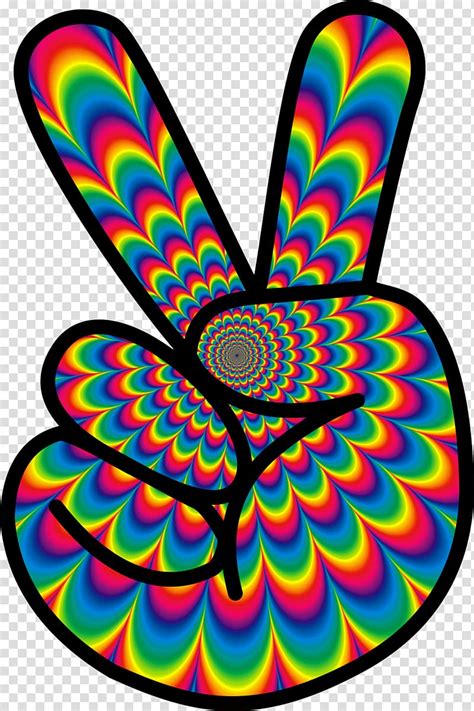 Multicolored Peace Hand Sign 1960s Hippie Flower Power Peace Sign