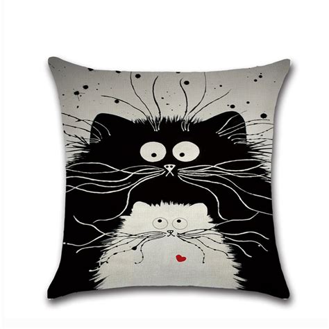 Vintage Cat Cotton Pillow Case Sofa Waist Throw Cushion Cover Home