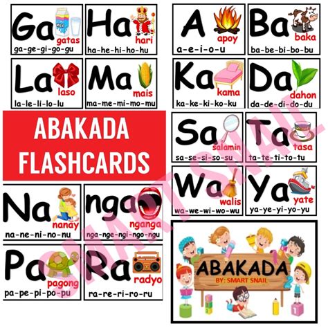 Filipino Alphabet With Pictures Abakada Fully Laminated Flashcards
