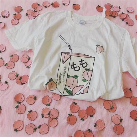 Maybe you would like to learn more about one of these? hahayule Peach Juice Japanses Aesthetic Grunge T Shirt ...