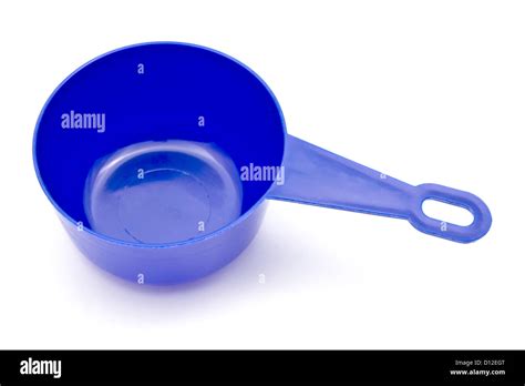 Blue Measuring Spoon Closeup On White Background Stock Photo Alamy