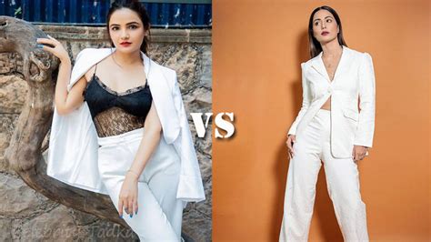 Poll Jasmin Bhasin Vs Hina Khan Which Tv Diva Is Raising The Hotness In White Pantsuit Vote